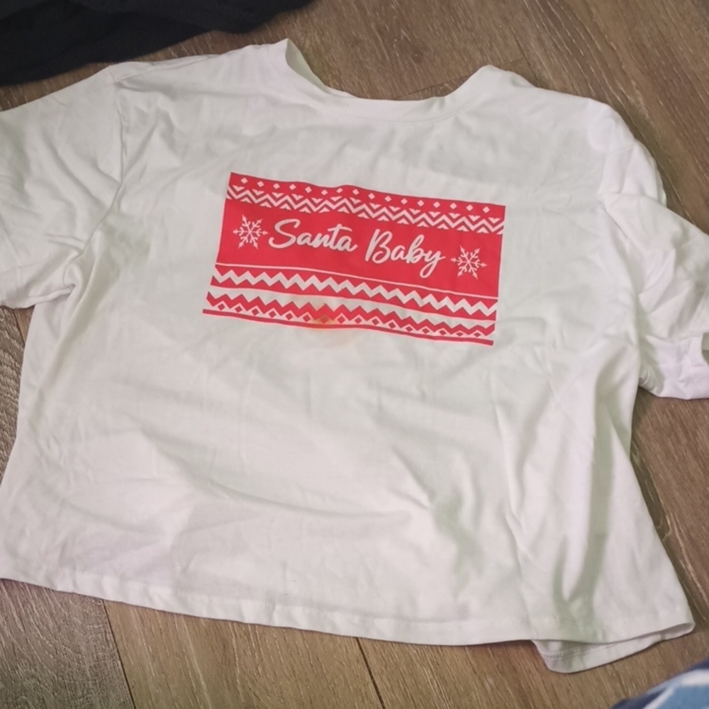 Freshman White and Red Santa Baby Tee